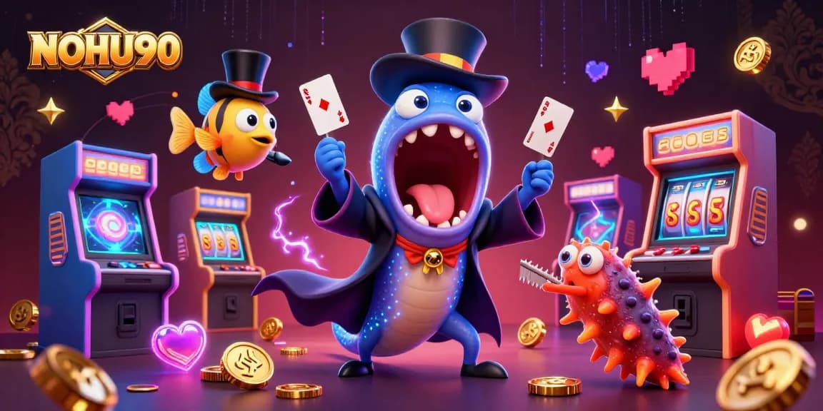 Experience NOHU90's magical casino atmosphere with vibrant characters and engaging game elements.