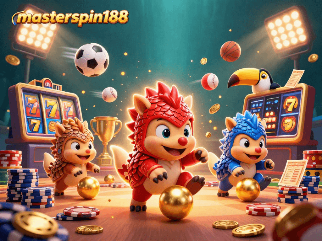 masterspin188 pangolins compete in a gambling-themed showdown with dynamic elements.