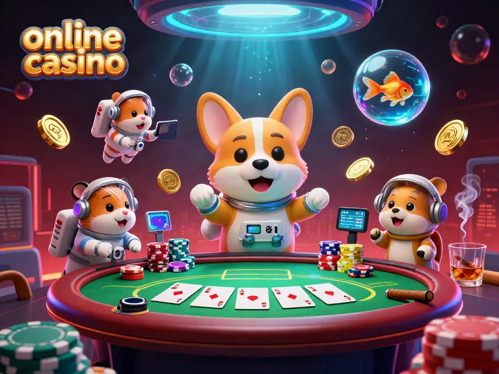 Experience an immersive online casino scene with playful characters and vibrant gaming elements.