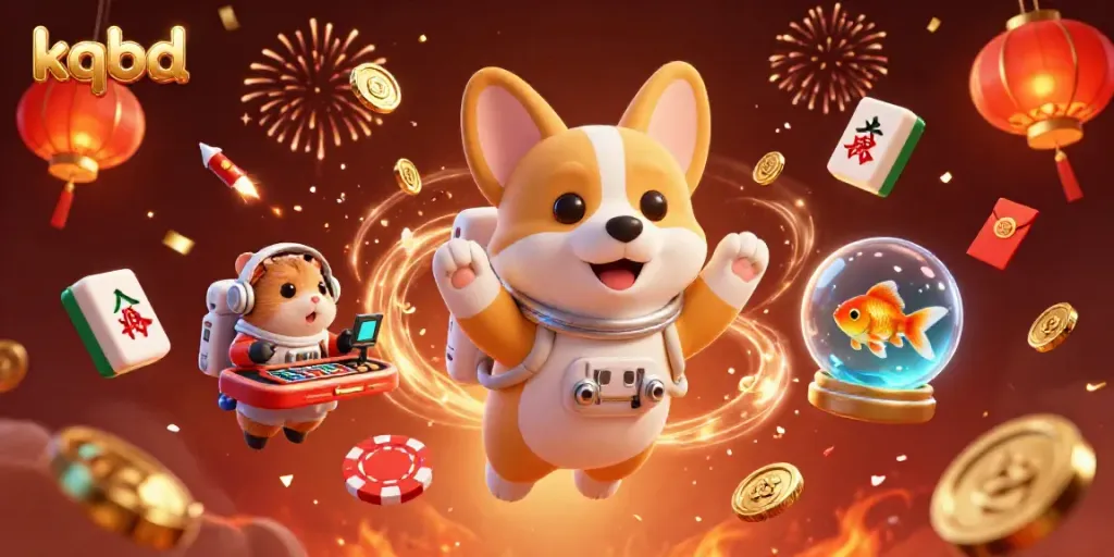 Catch the excitement of kqbd in this ultra-detailed illustration with coins and playful characters in a cosmic casino.