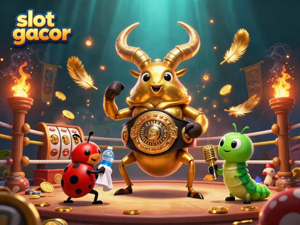 Engage in slot gacor gameplay with a dazzling scene featuring vibrant casino elements and dynamic characters.