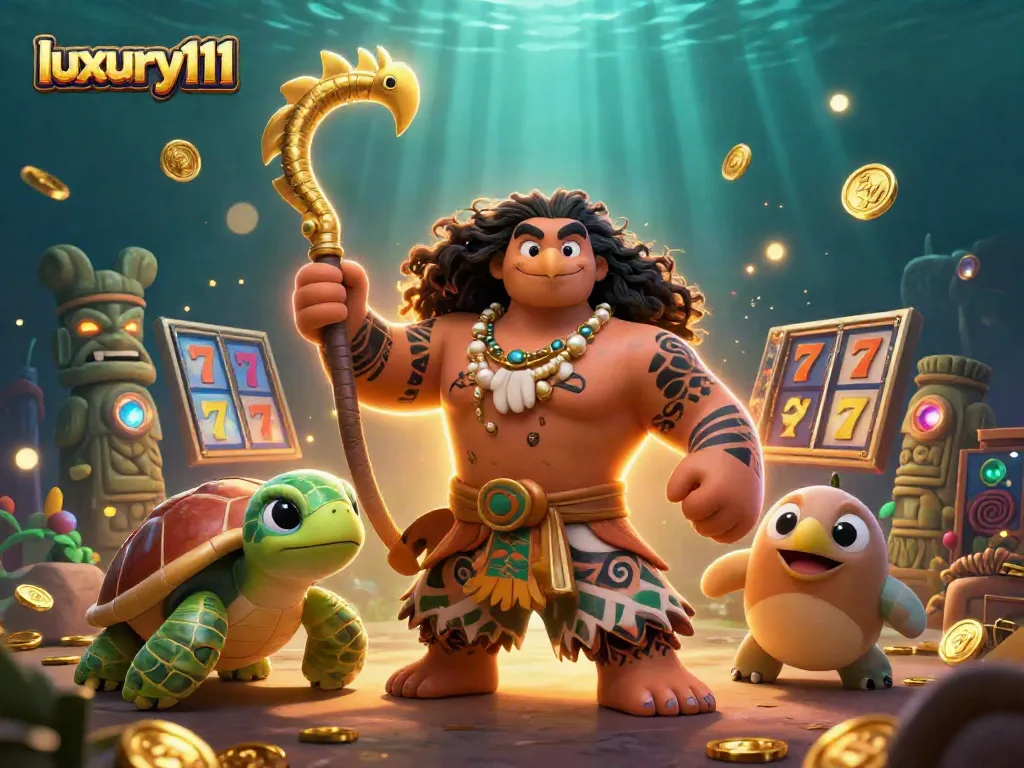 Experience thrilling jackpots and wins with luxury111, featuring 3D cartoon characters and vibrant casino elements.