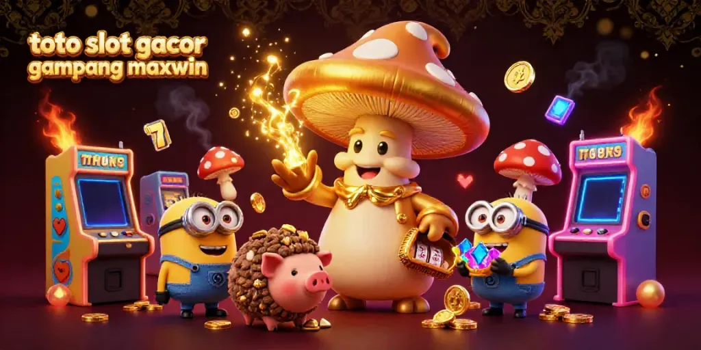 Menang besar dengan toto slot gacor gampang maxwin dalam ilustrasi 3D kasino yang magis.