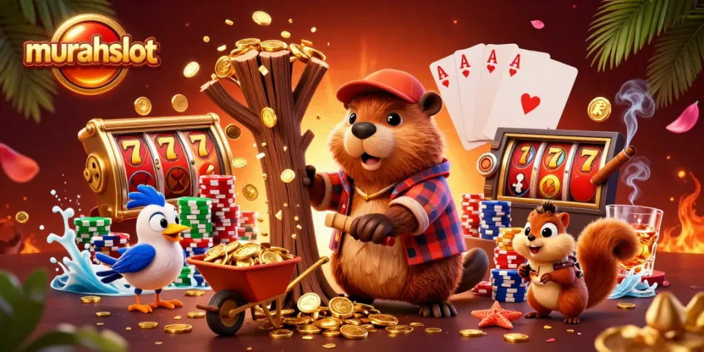 Menang besar di Murahslot dengan permainan slot penuh emas dan karakter mengumpulkan koin