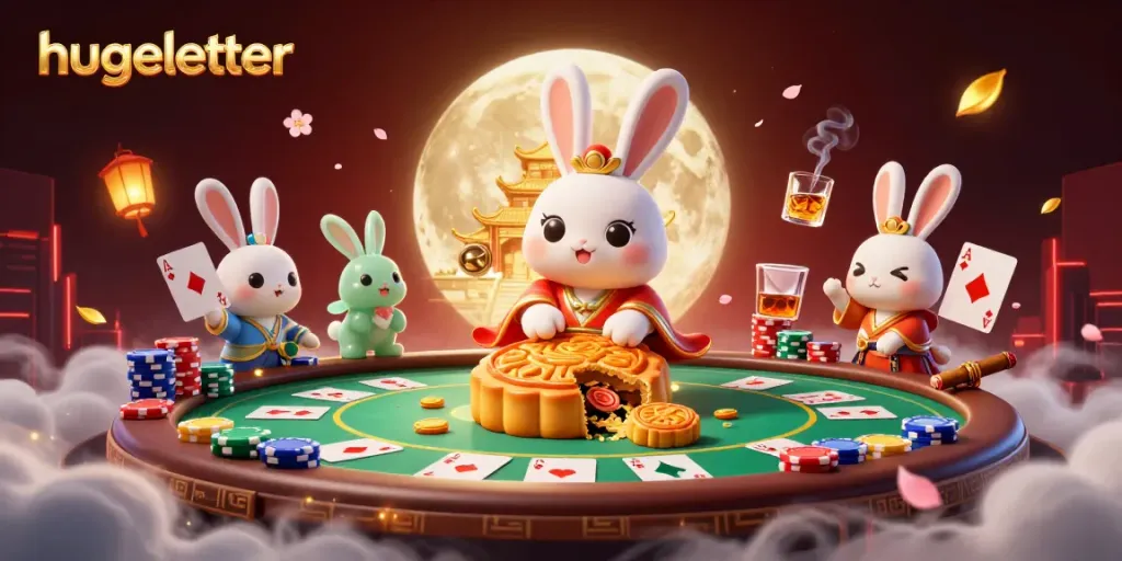 Engage hugeletter promotions with dynamic poker-themed illustration featuring folklore characters.