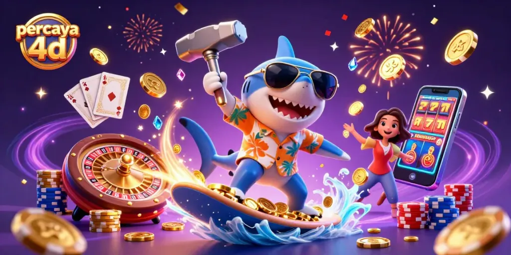 Menangkan jackpot dengan Percaya 4d melalui ilustrasi kasino yang penuh warna dan detail.